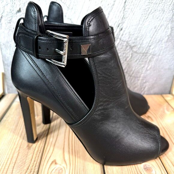 Michael Michael Kors Women's Fanning Leather Open-Toe Ankle Boots Size 8.5M - Picture 1 of 12